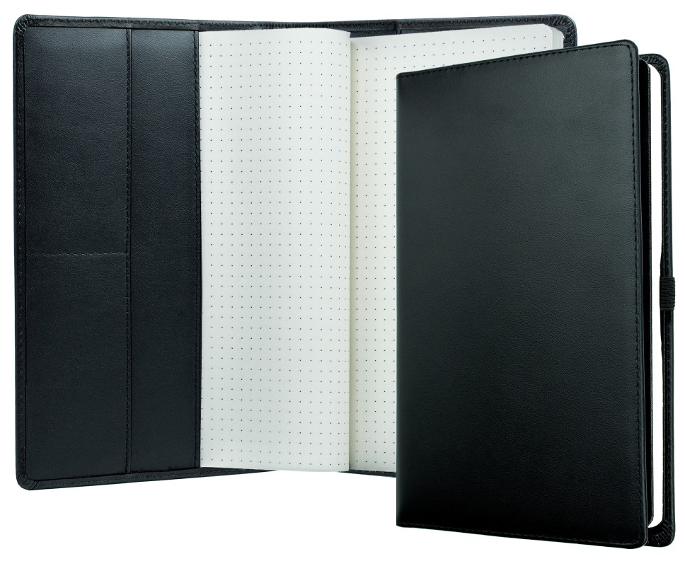 Notizbuch DIN A5 schmal | Echtleder | BOXCALF schwarz